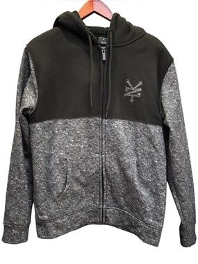 Zoo York Hoodie Full Zip Sweatshirt Unbreakable Black Gray Men's Medium skater